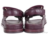 Quilted Leather CC Velcro Burgundy Sandals