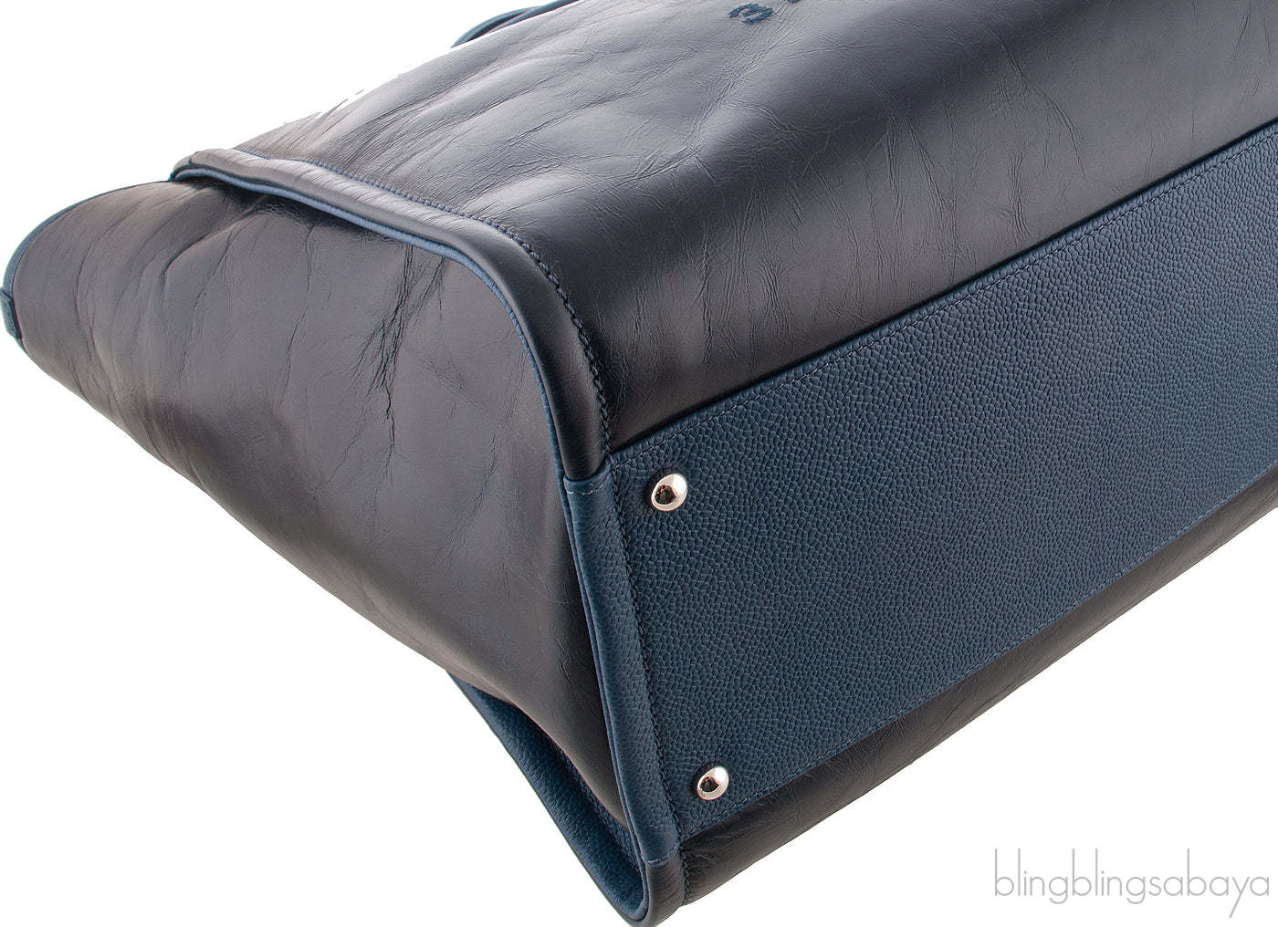 Deauville Large Blue Leather Tote