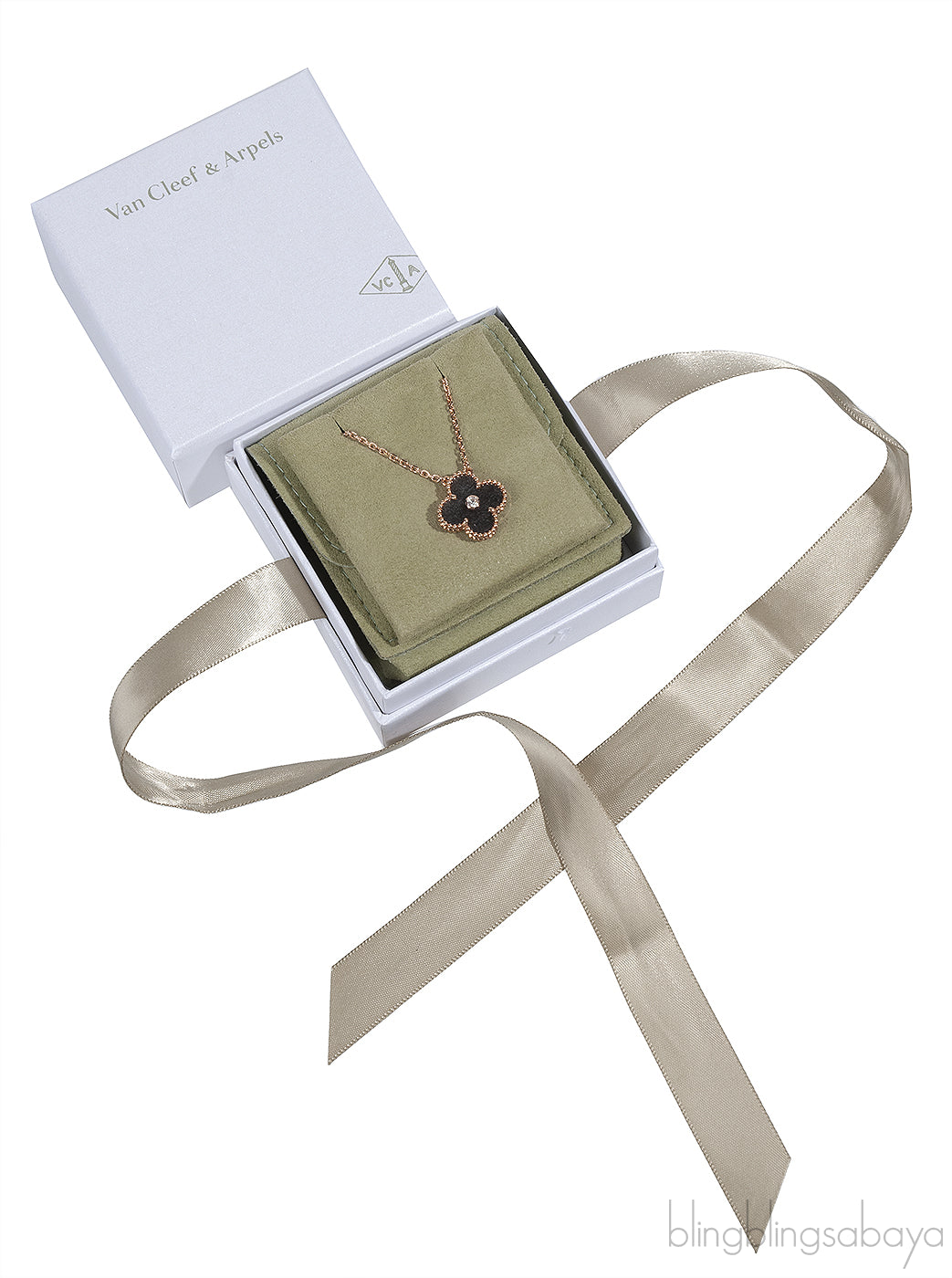 Van Cleef & Arpels Vintage Alhambra Grey Obsidian Holiday Pendant 2023