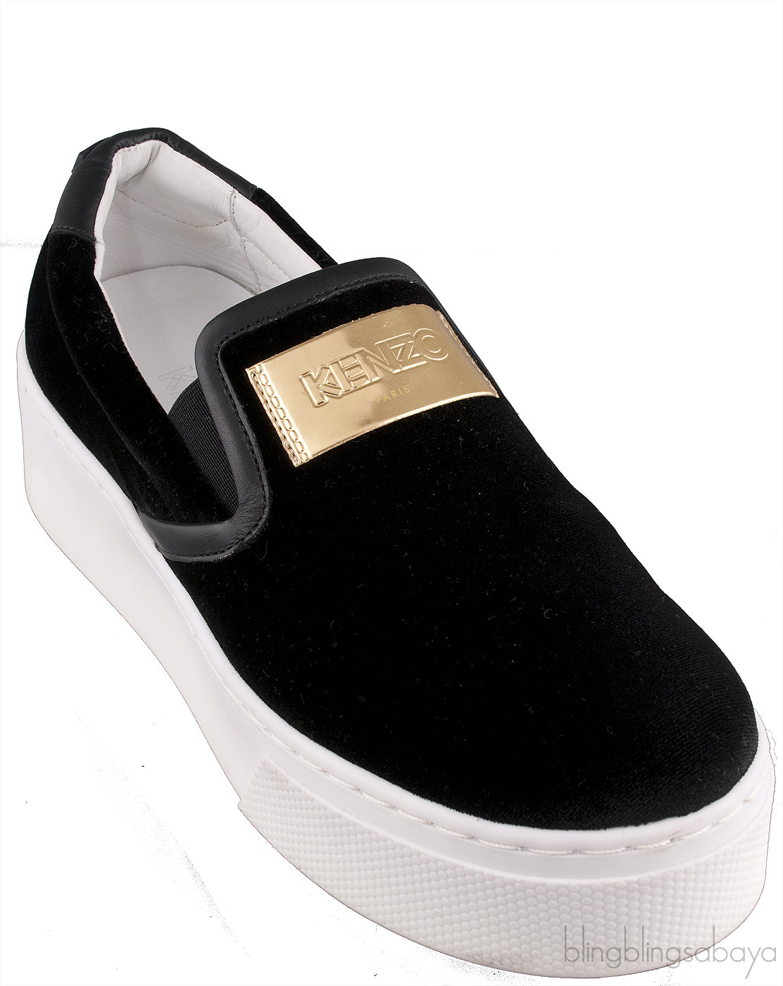 Black Velvet Logo Slip-on Platform