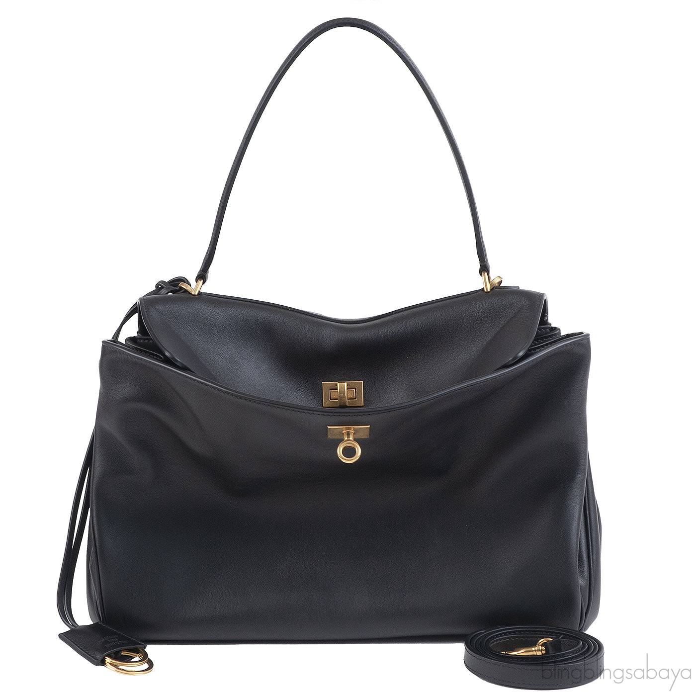 BALENCIAGA BLACK MEDIUM RODEO HANDBAG