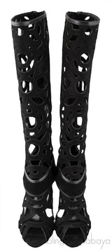 Gabo Laser-cut Suede Knee Boots