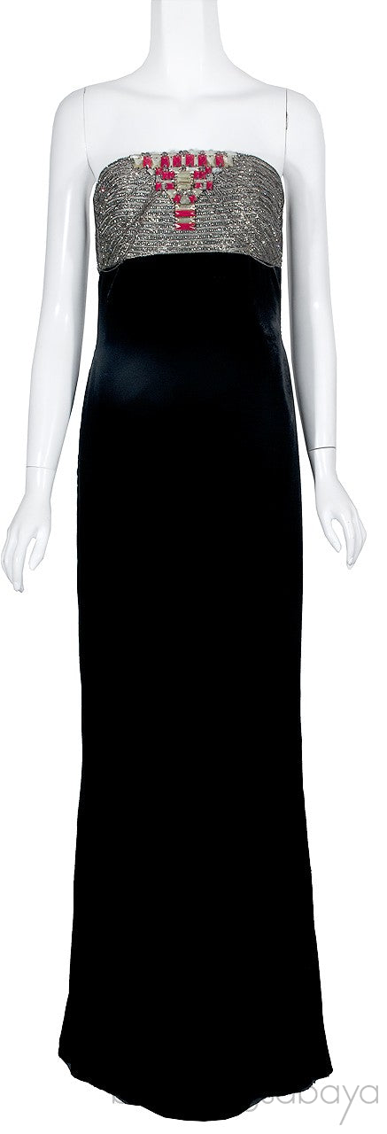 Chain Embellished Velvet Dress