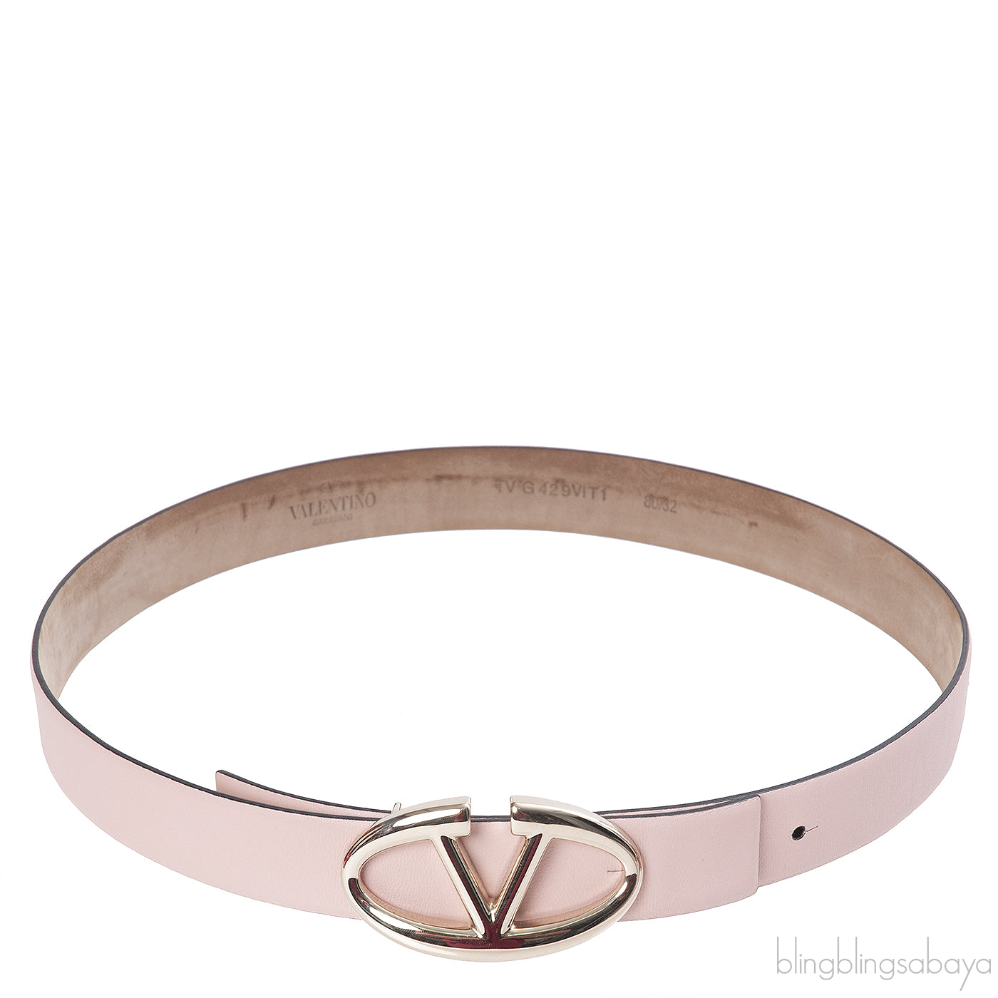 Valentino Garavani Old Pink V Buckle Belt