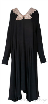 Black with Beige Contrasting Collar Dress