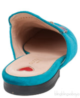 Teal Tiger Embroidered Princetown Slide