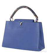 Louis Vuitton Blue Capucine Python Handle Bag
