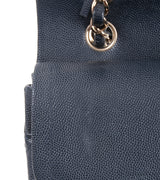 Classic Midnight Blue Medium Double Flap Bag GHW
