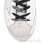 Golden goose White Distressed Printed Leather & Suede Sneakers