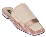 Jute Embellished Crushed Velvet Mules