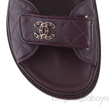 Burgundy Quilted Leather CC Velcro Sandals