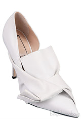 Nº21 WHITE LEATHER KNOT POINTED TOE SHOES