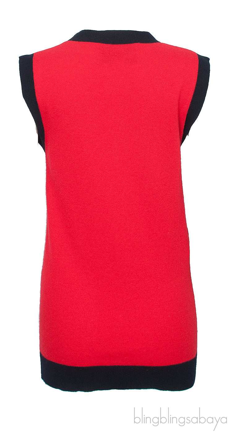 Red Sleeveless Wool Top