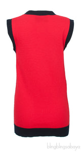 Red Sleeveless Wool Top