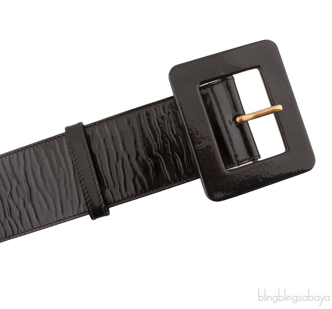 Black Patent Wide Buckle Belt