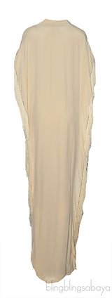 Light Yellow Fringed Trim Kaftan Dress