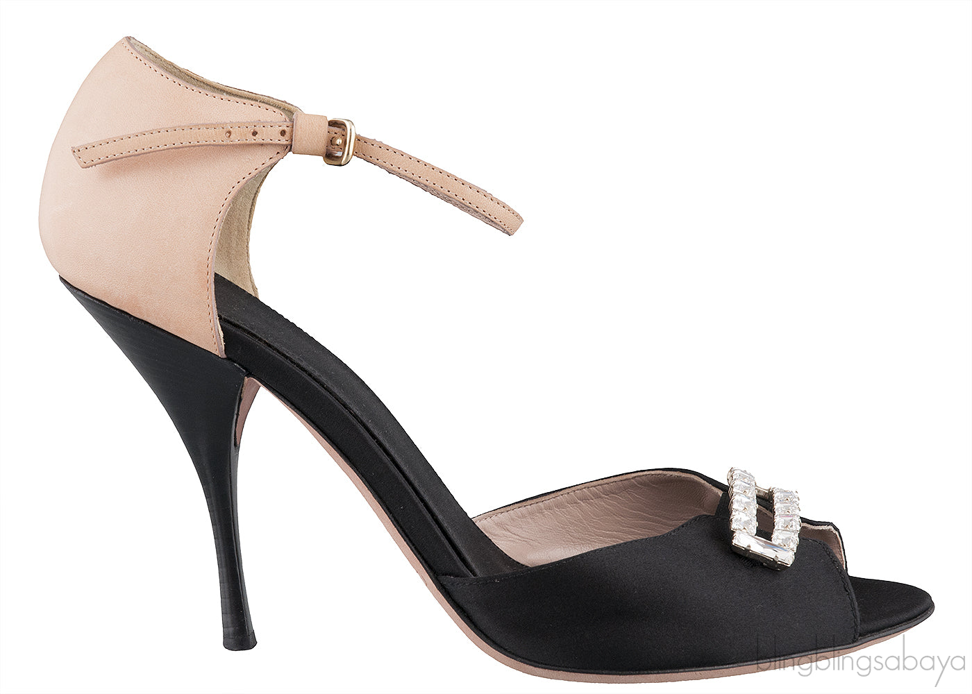 Crystal Peep Toe Slingback Heels