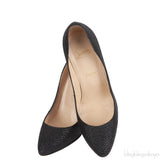 Christian Louboutin Metallic Black Fabric Heels