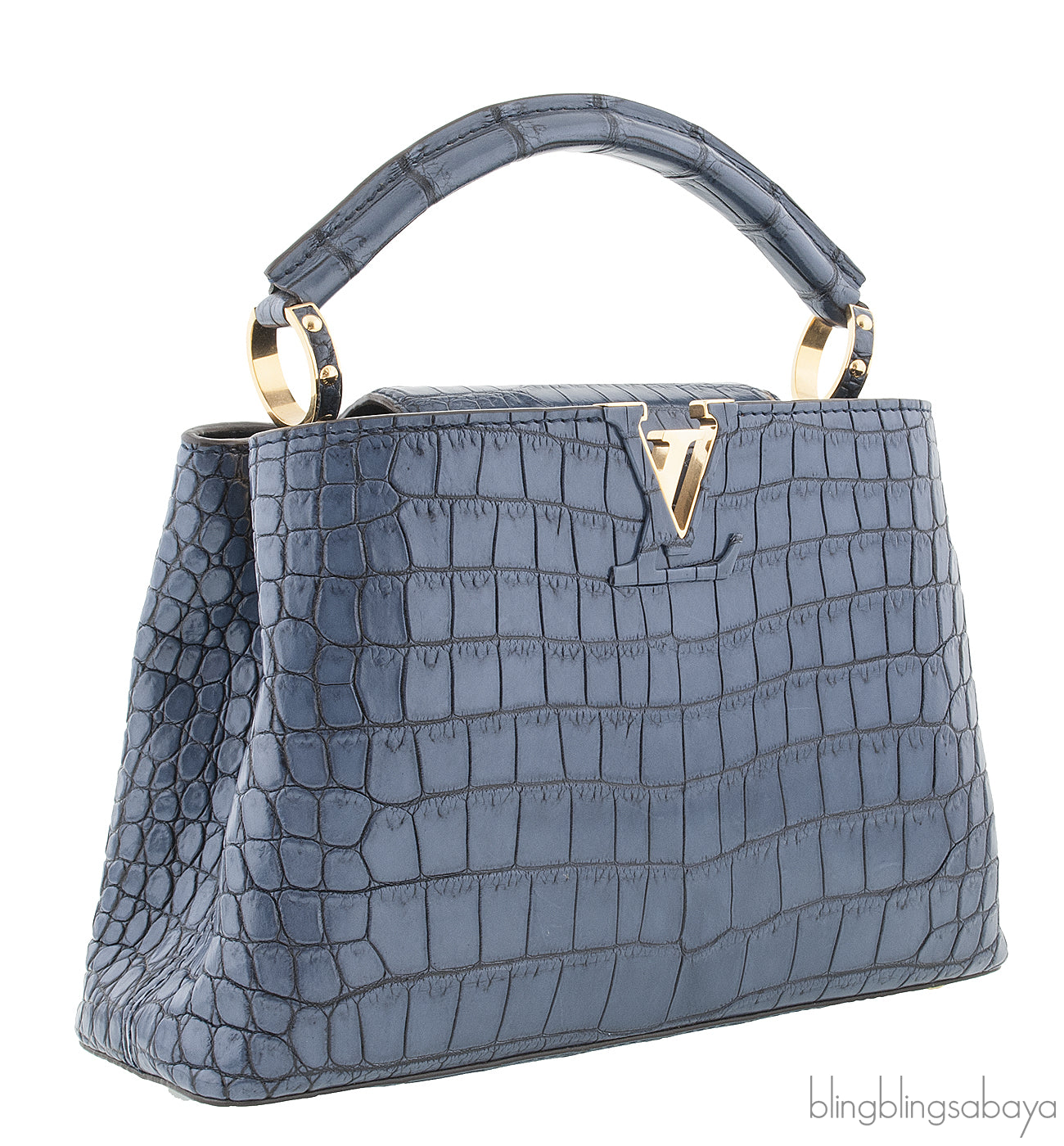 Blue Capucines Crocodile BB