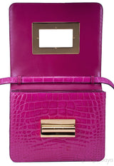 Natalia Croc Fuchsia Shoulder Bag