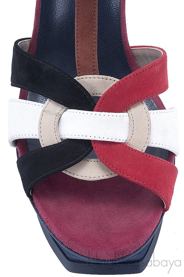 Multicolor Tribute T-strap Sandals