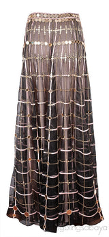 Mirror & Crystal  Embellished Black Maxi Skirt