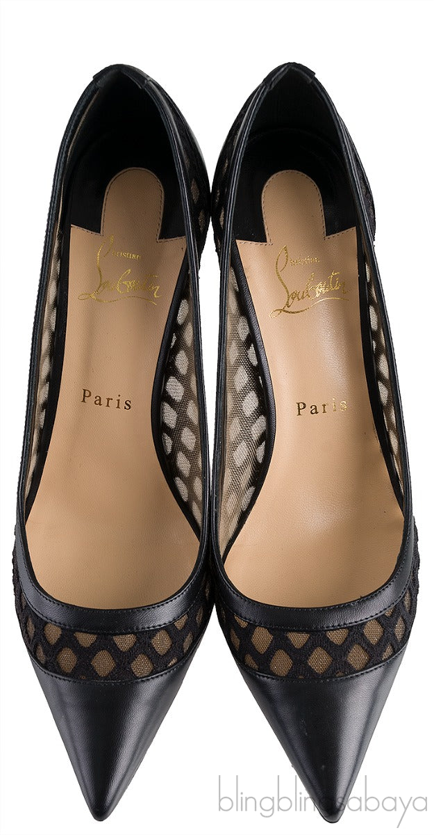 Black Cut-out Mesh Pointed Toe
