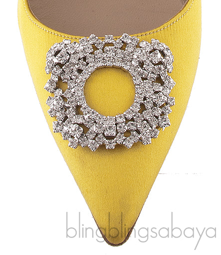 Yellow Jeweled Pointed Pump