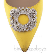 Yellow Jeweled Pointed Pump