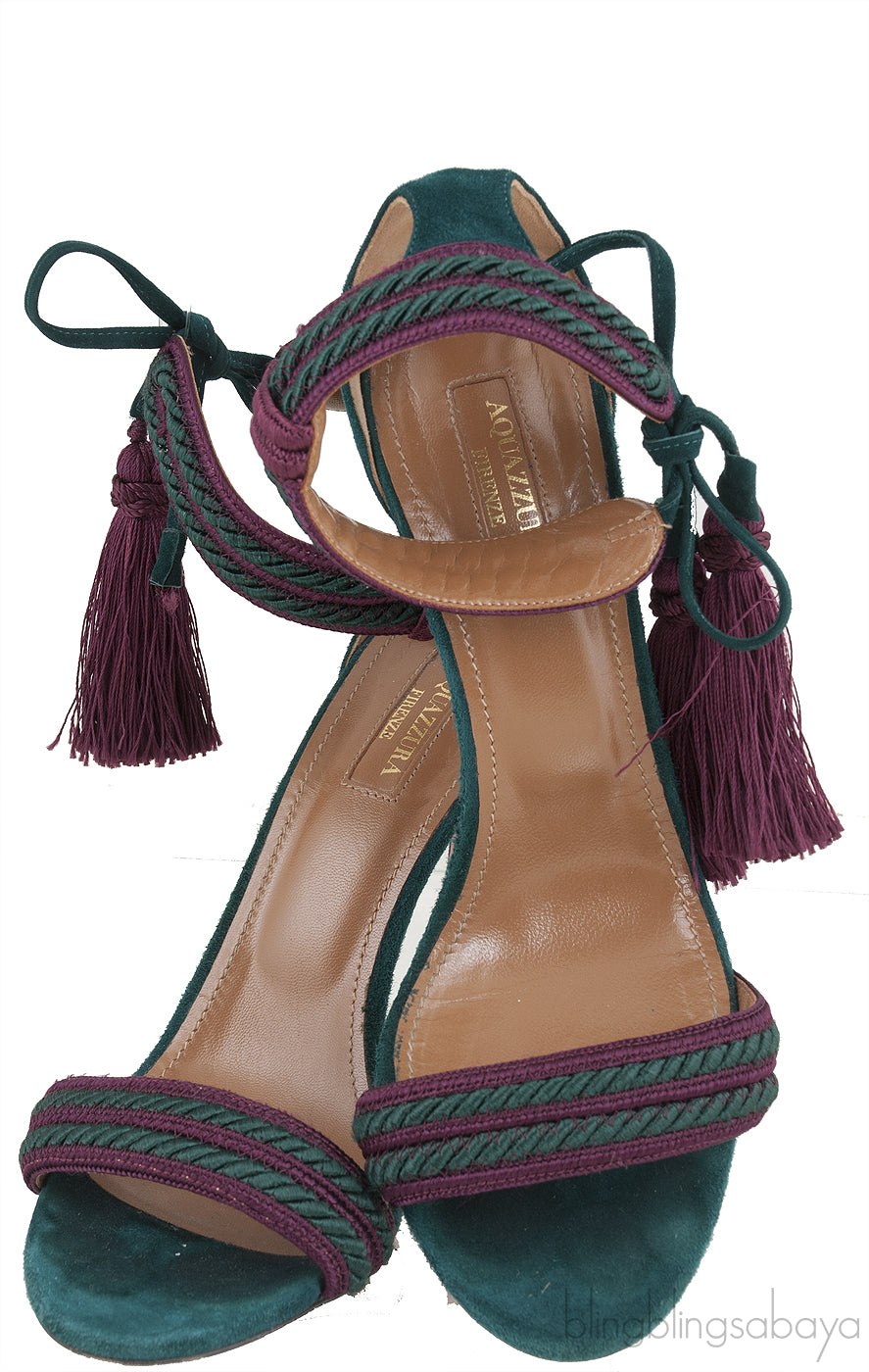 Bi-color Suede Fringed Tassel Sandals