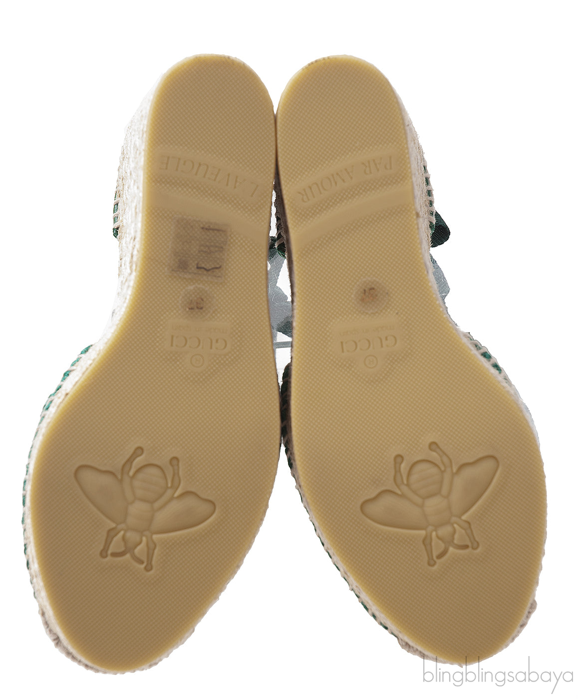 GG Green Lilibeth Web Espadrille Wedge Sandal