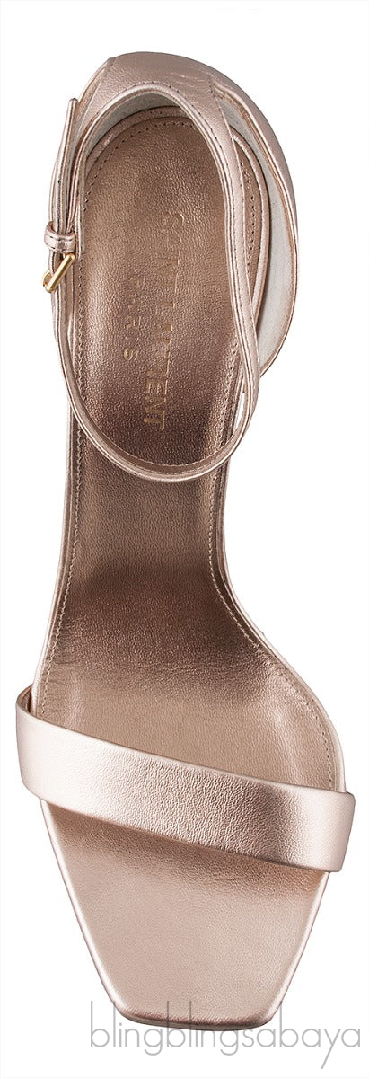 Rose Gold Square Toe Slingback Heels