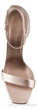 Rose Gold Square Toe Slingback Heels