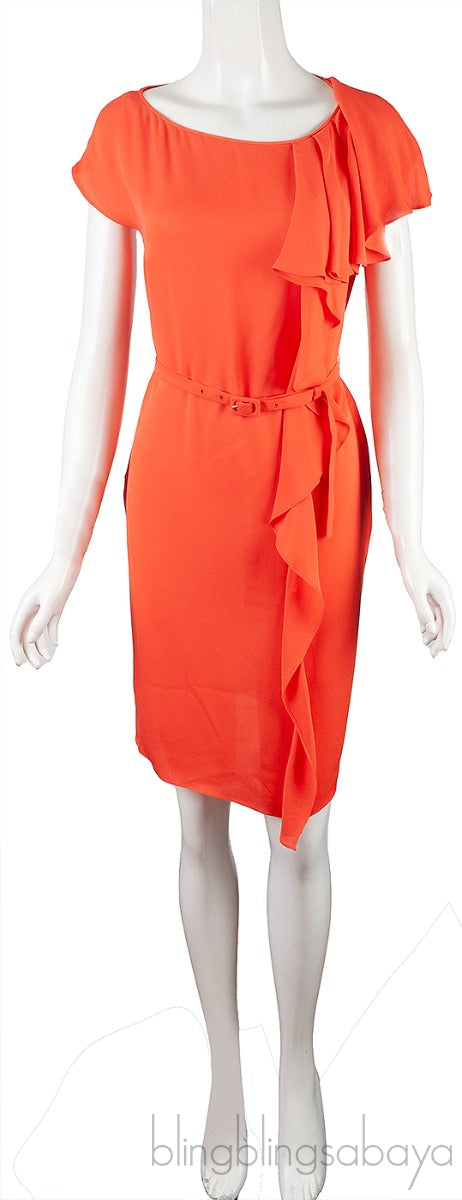 Orange Ruffle Mini Dress