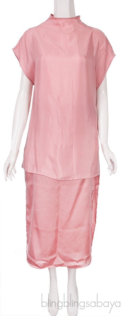 Old Rose Silk Satin Top & Skirt
