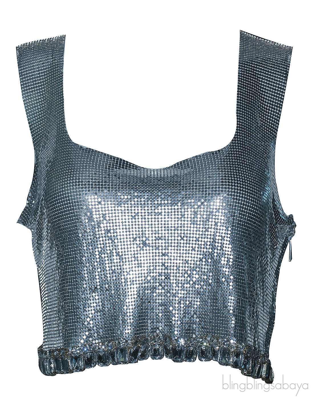 Silver Metal Mesh Crop Top