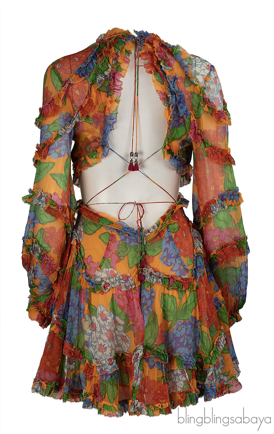 Zimmerman Floral Riders Frill Mini Dress