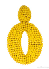 Circle Yellow Mustard Beaded Earrings
