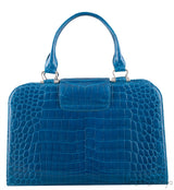 Blue Crocodile Large Top Handle Bag