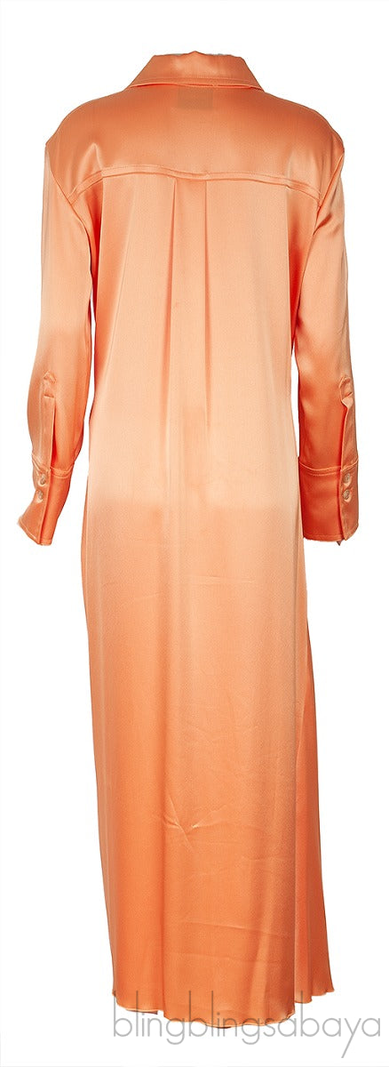Mamo Asymmetric Satin Midi Shirt Dress