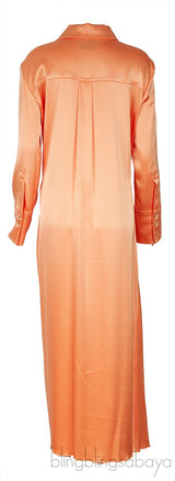 Mamo Asymmetric Satin Midi Shirt Dress