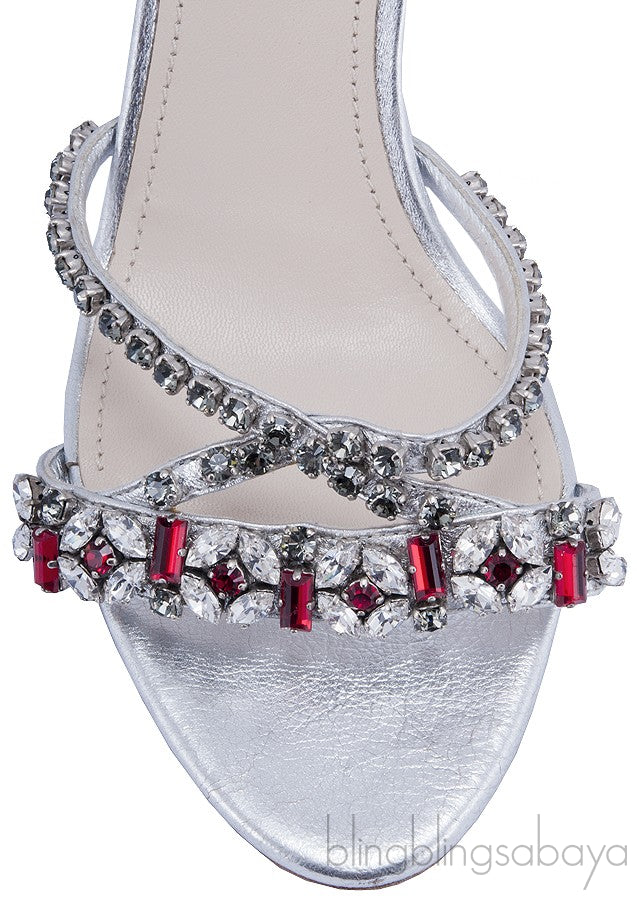 Jewel Embellished Silver Sandals