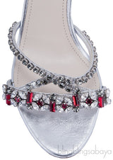 Jewel Embellished Silver Sandals