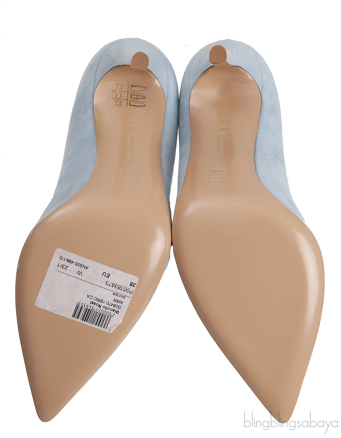 Light Blue Suede Pointed Toe Heels