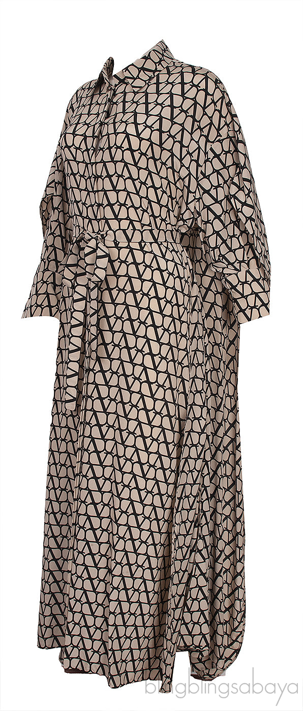 Neutral Toile Iconographe  Printed Silk Midi Dress