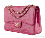 Fuchsia Crocodile Jumbo Flap Bag