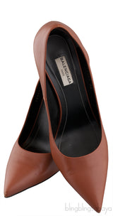 Brown Pointed Toe Braided Heels