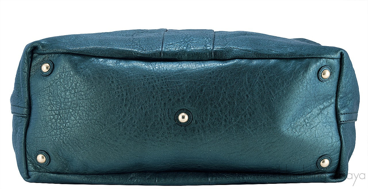 Metallic Dark Green Boston Bag
