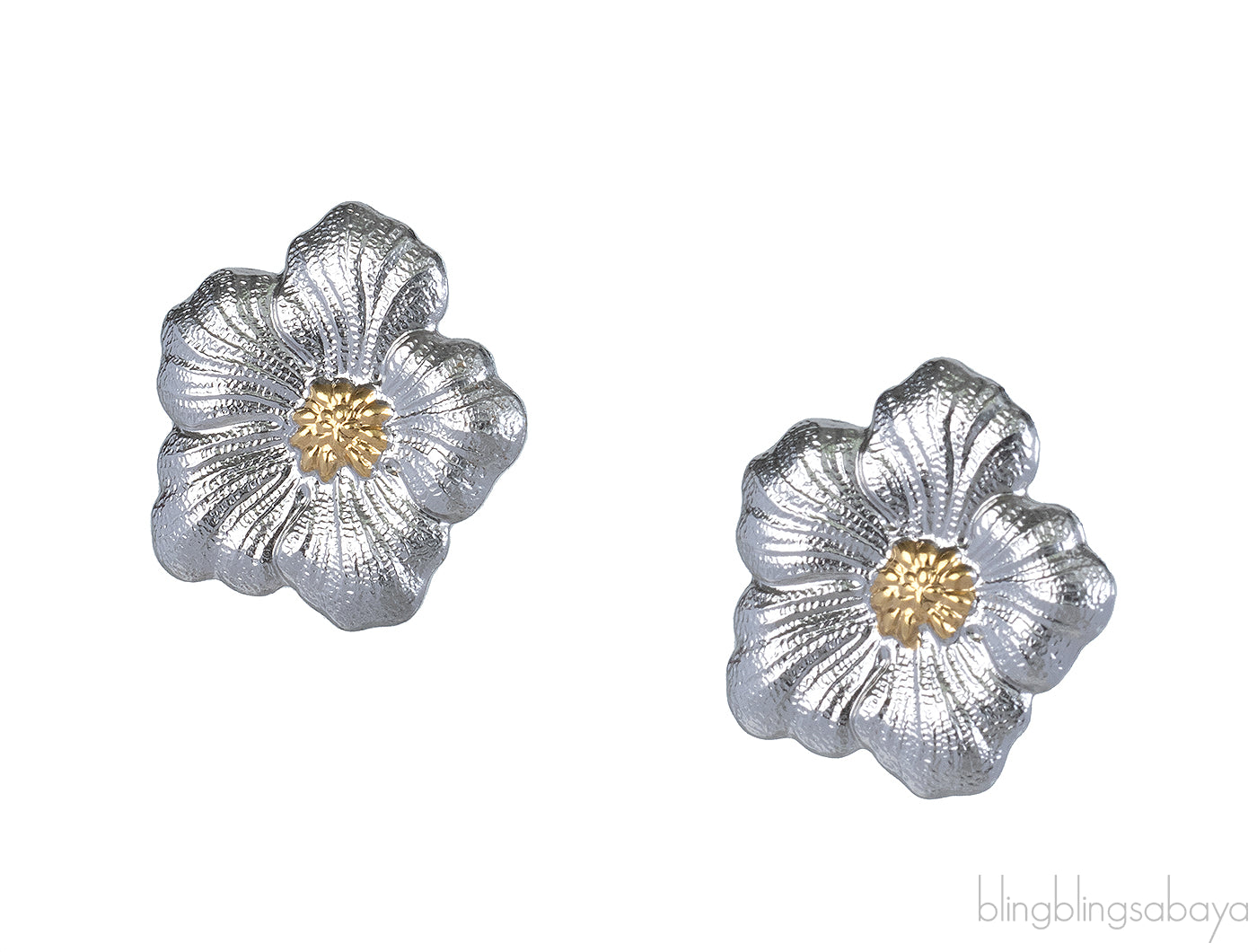 Buccellati Blossoms Gardenia Silver and Vermeil Button Earrings