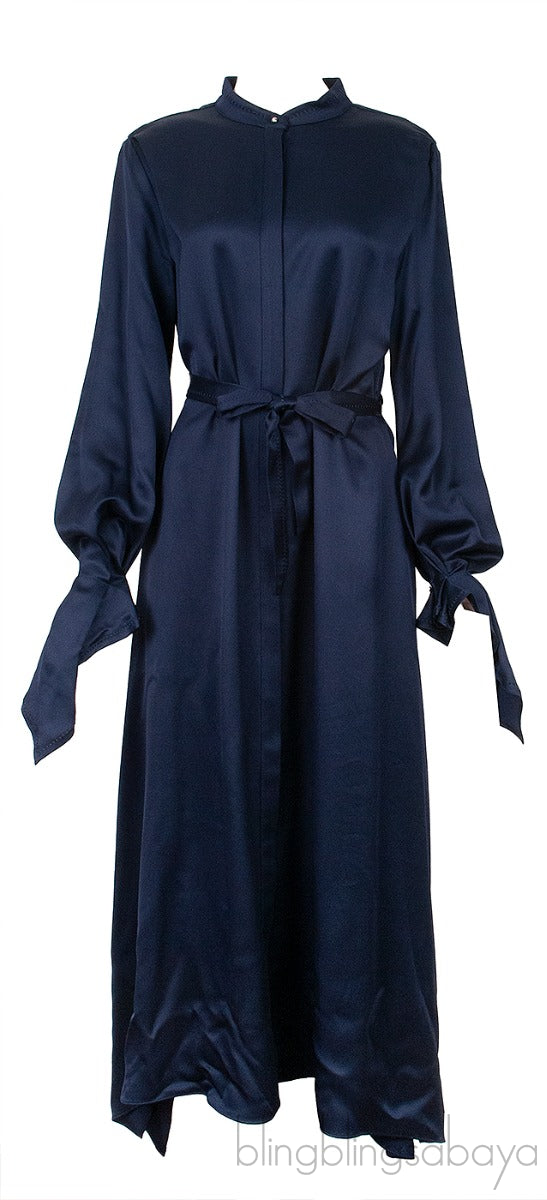 Navy Blue Asymmetric Cuff Dress